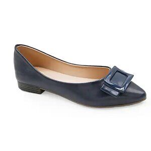 Women’s Buckle Accent Ballerina Flats – Low Heel Comfort